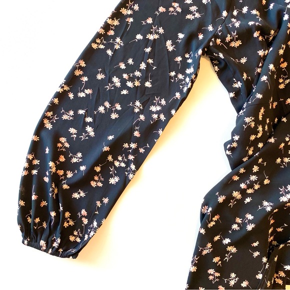NWT Ann Taylor Black Floral Long Sleeve Boho Dress, Size 14T - Picture 8 of 9